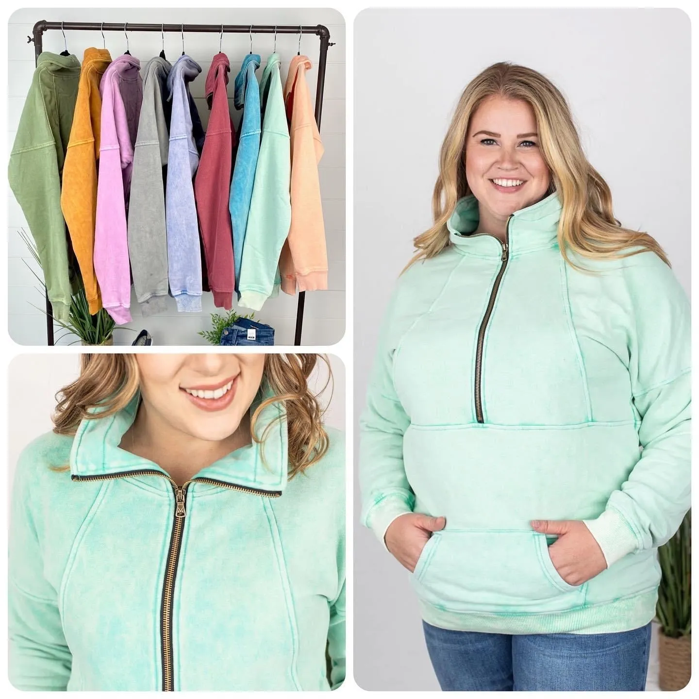 HalfZip Hoodie - Vintage Wash Mint