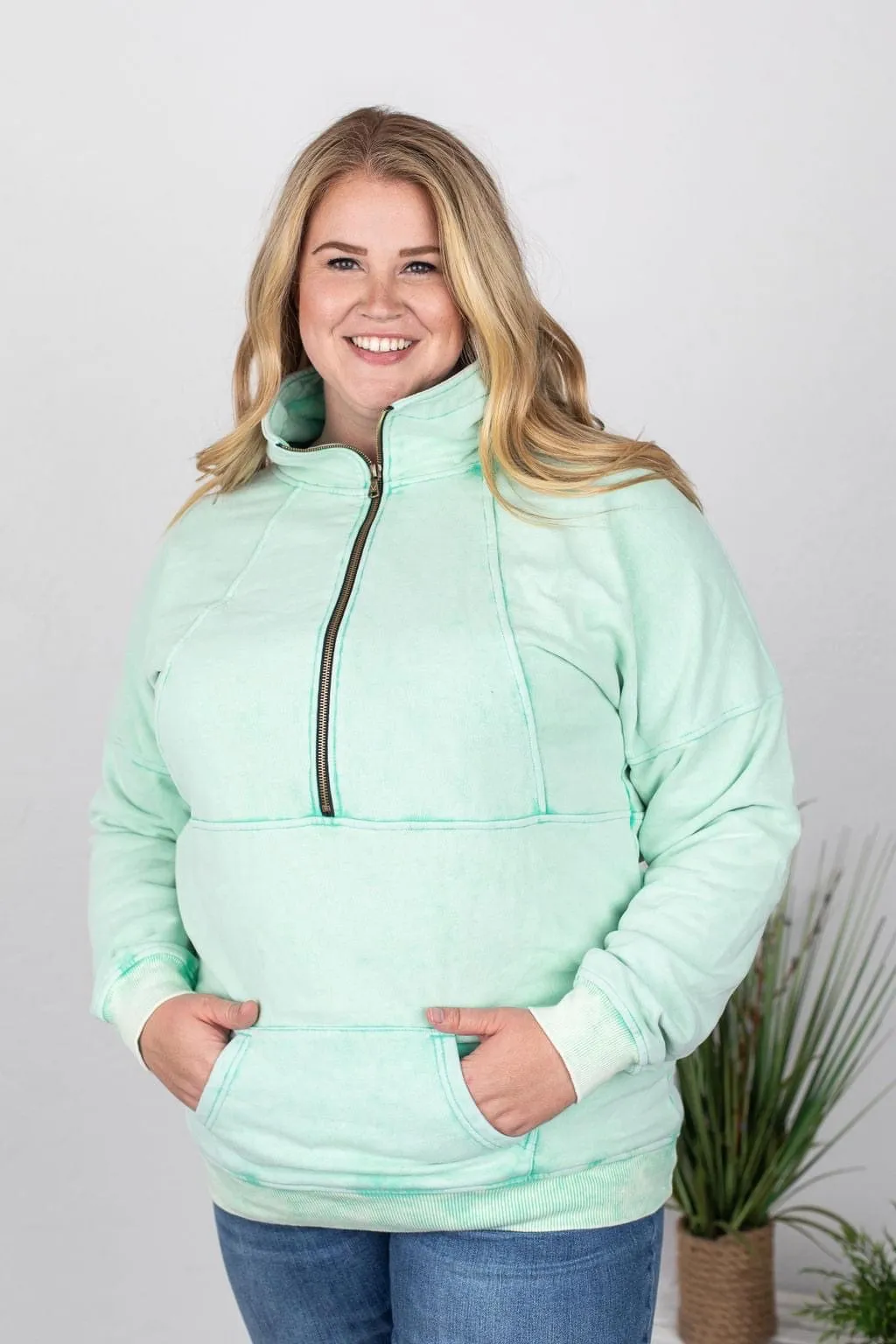 HalfZip Hoodie - Vintage Wash Mint