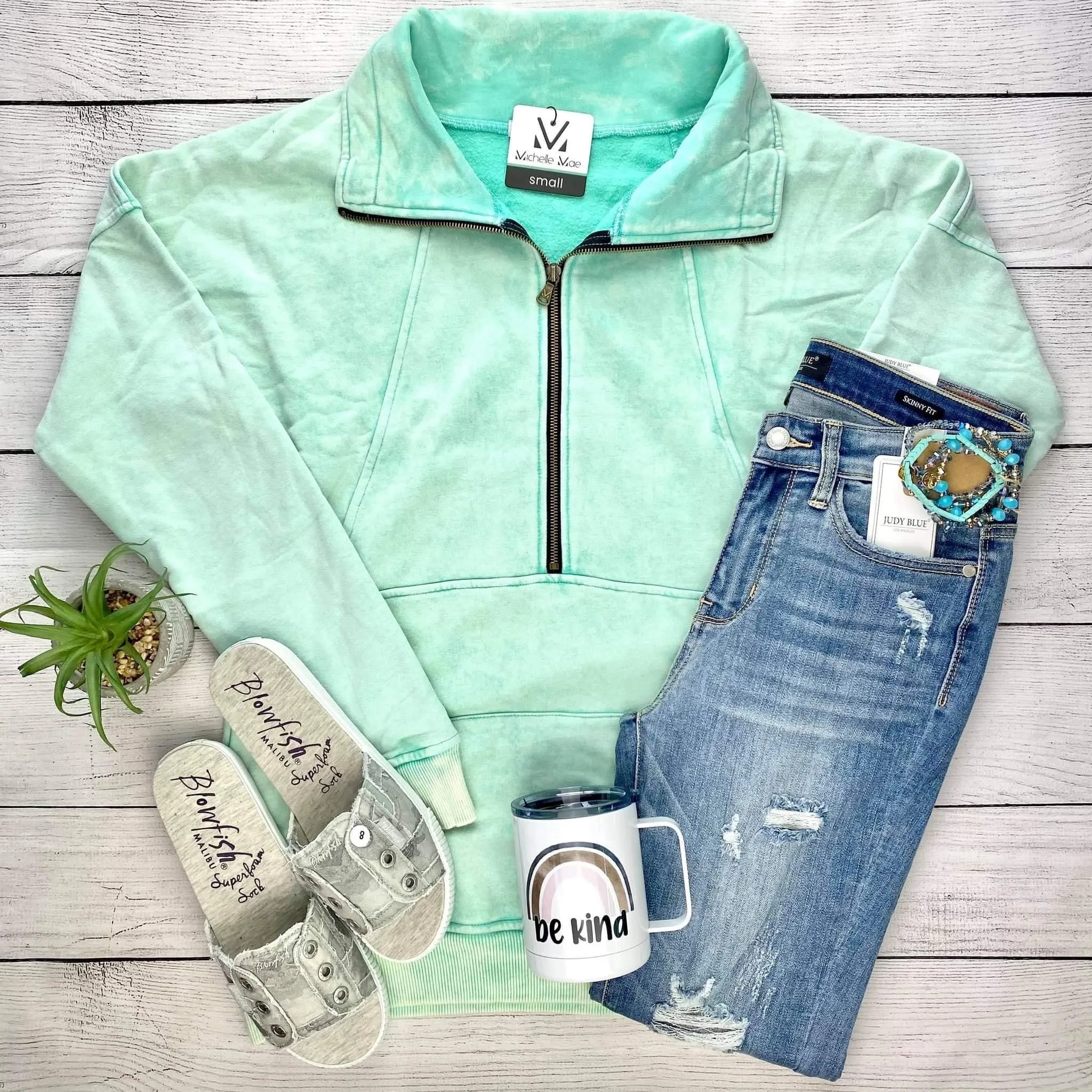 HalfZip Hoodie - Vintage Wash Mint