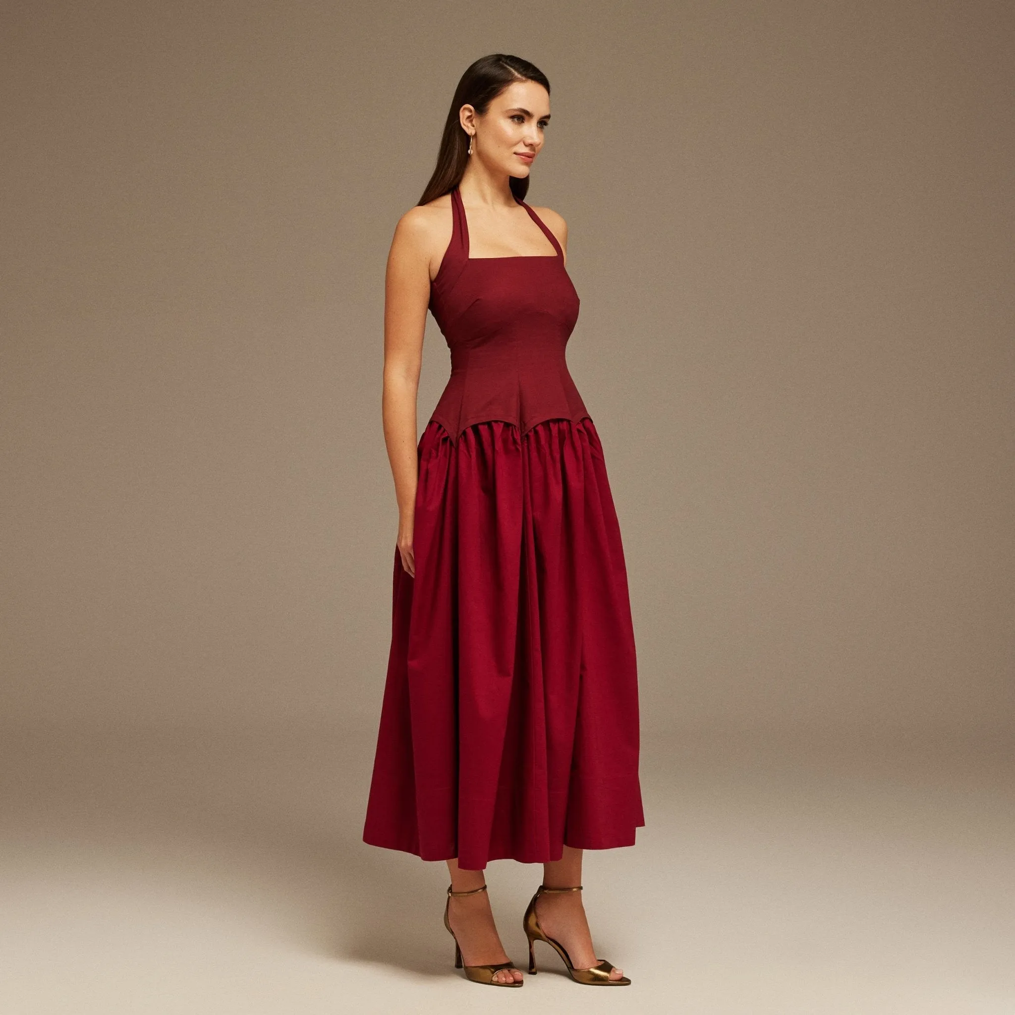 Halter Neck Midi Dress