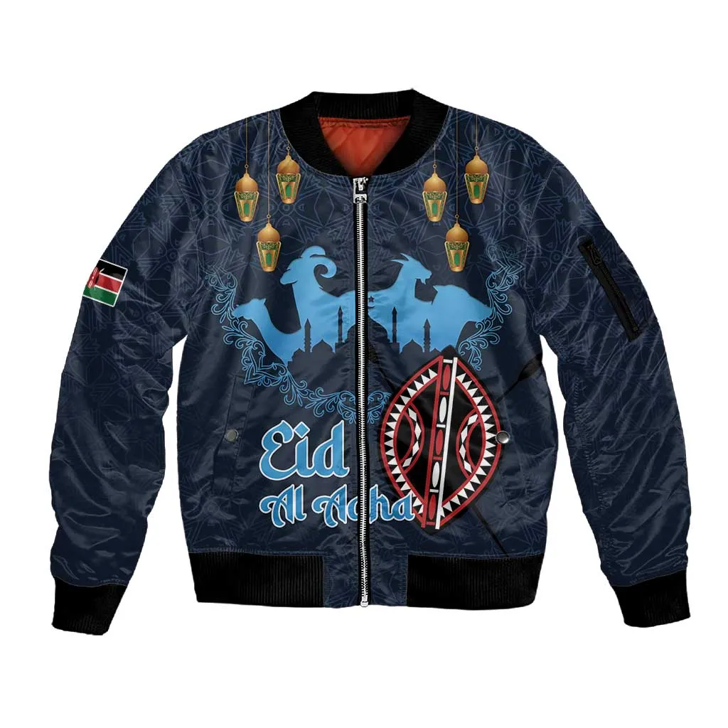 Happy Eid Al-Adha Sleeve Zip Bomber Jacket Kenya Mubarak LT15