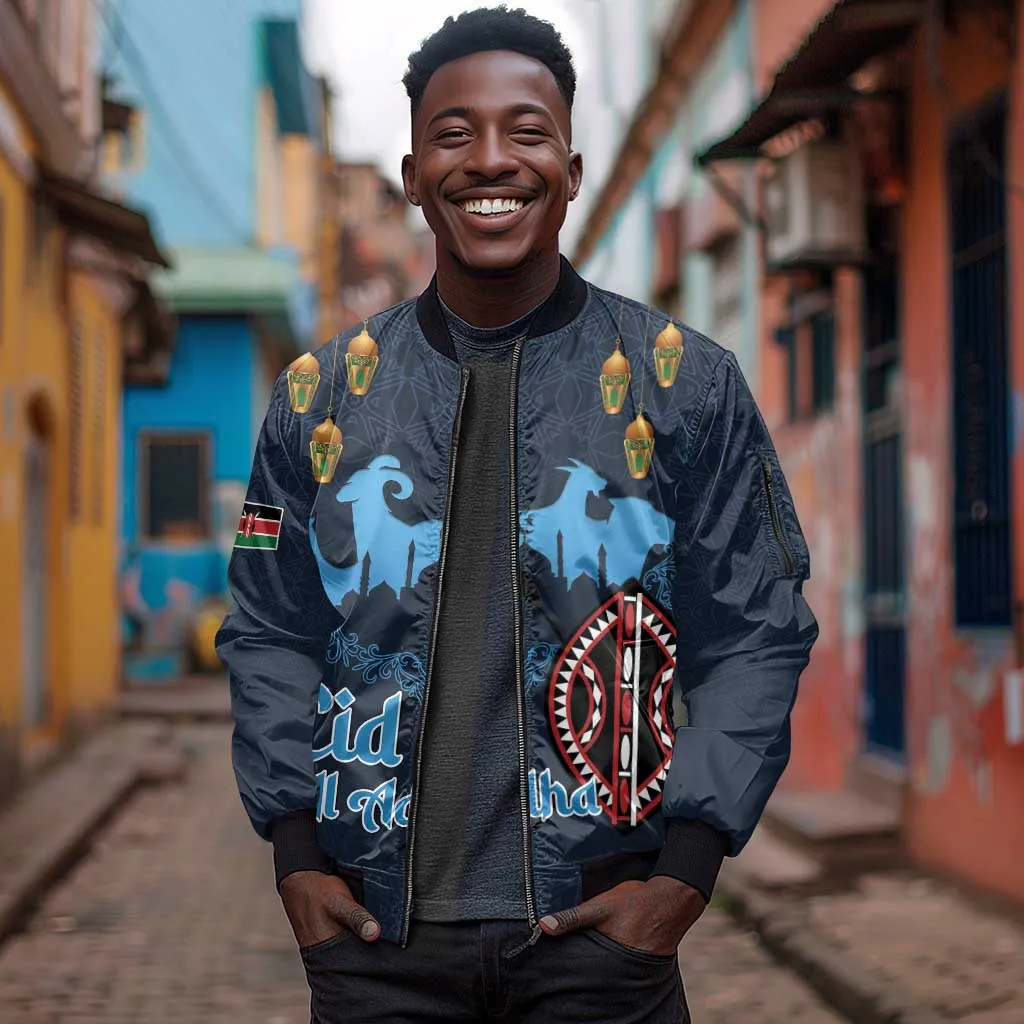Happy Eid Al-Adha Sleeve Zip Bomber Jacket Kenya Mubarak LT15