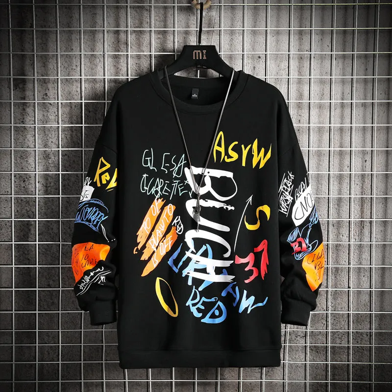 Harajuku Oversized Black Hoodie for Men