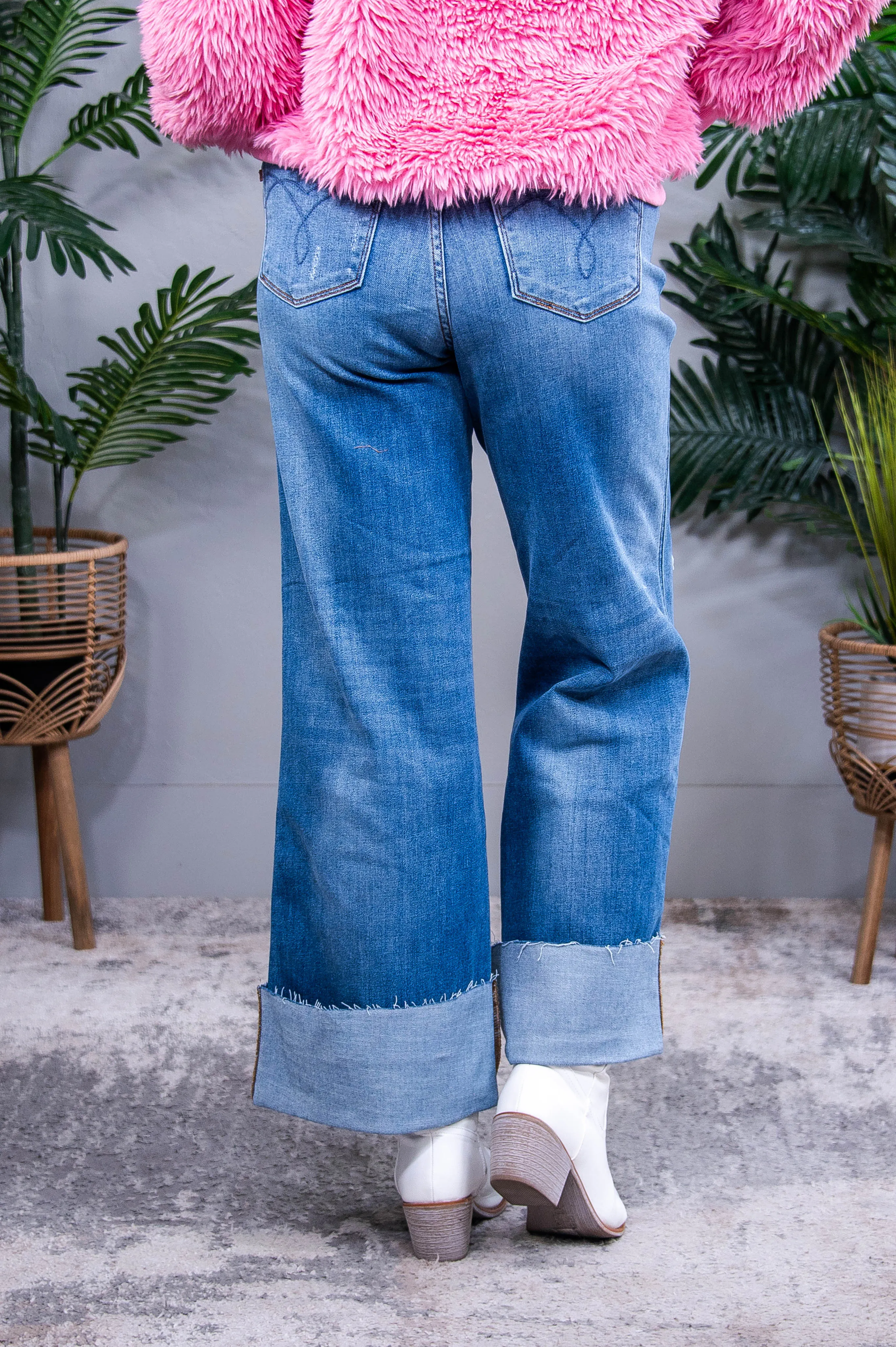 Harper Distressed High Waist Wide Leg Jeans - K1284DN