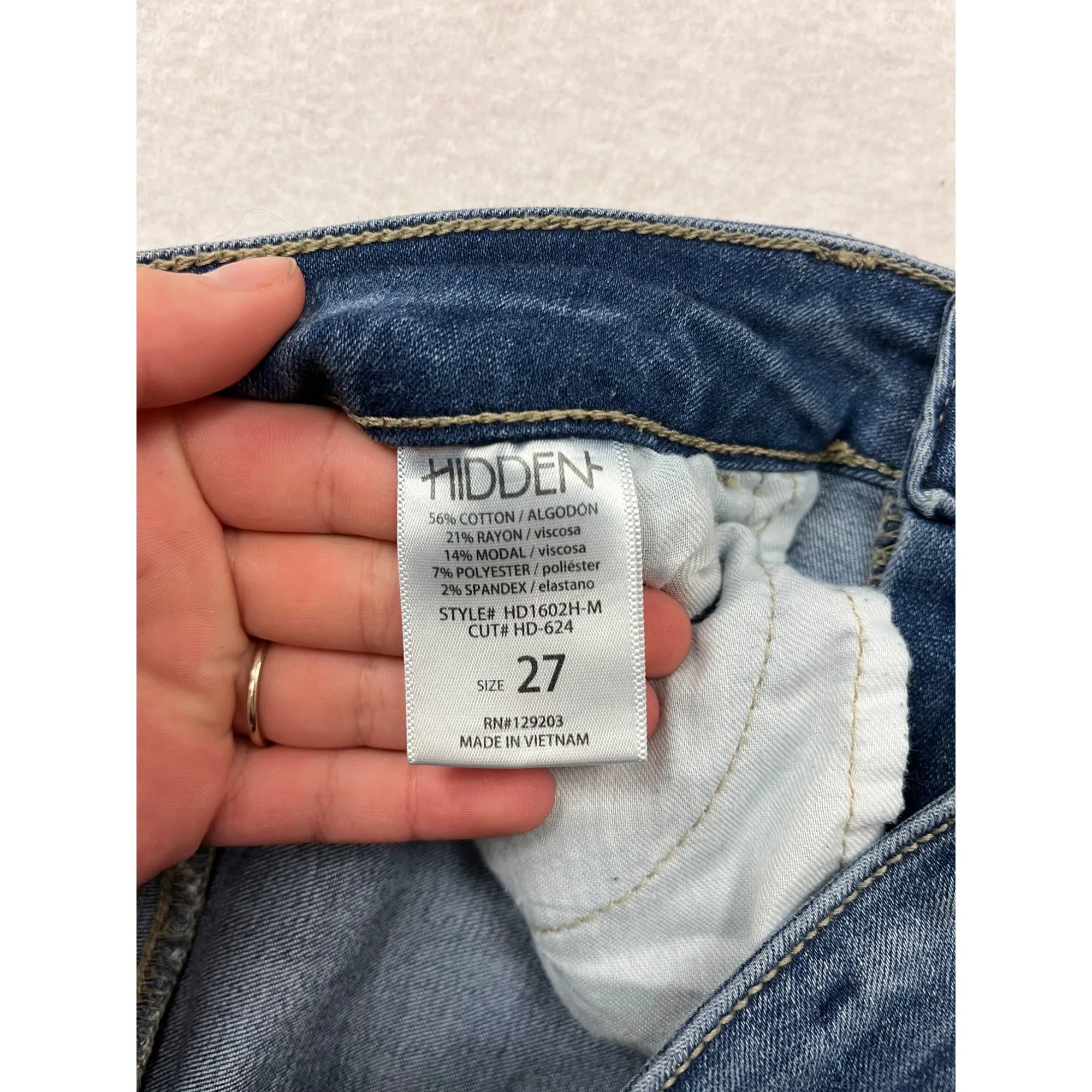 Hidden Womens Frayed Hem Blue Denim Jeans Size 27 (US 4) #6752