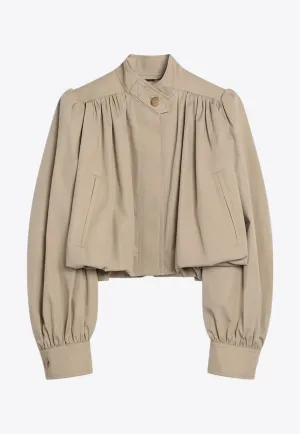 High-Neck Gathered Jacket