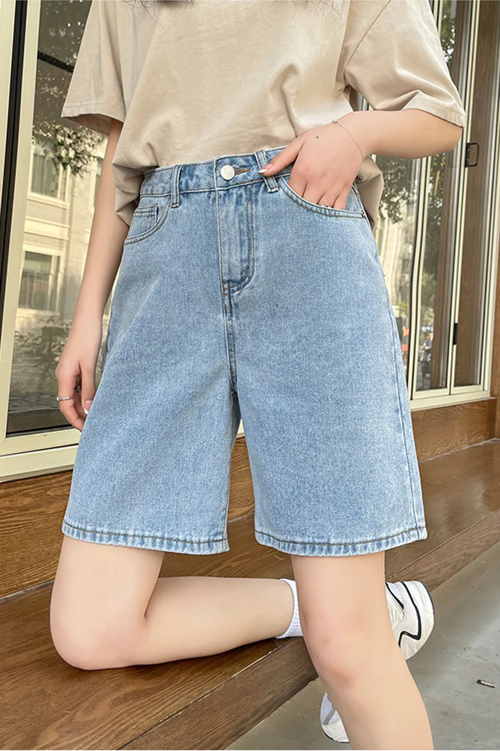 High Waist Classic Denim Shorts Jeans