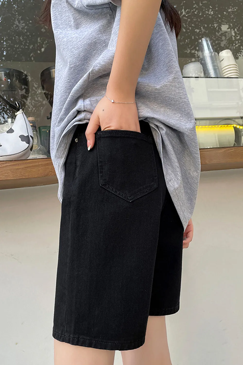 High Waist Classic Denim Shorts Jeans