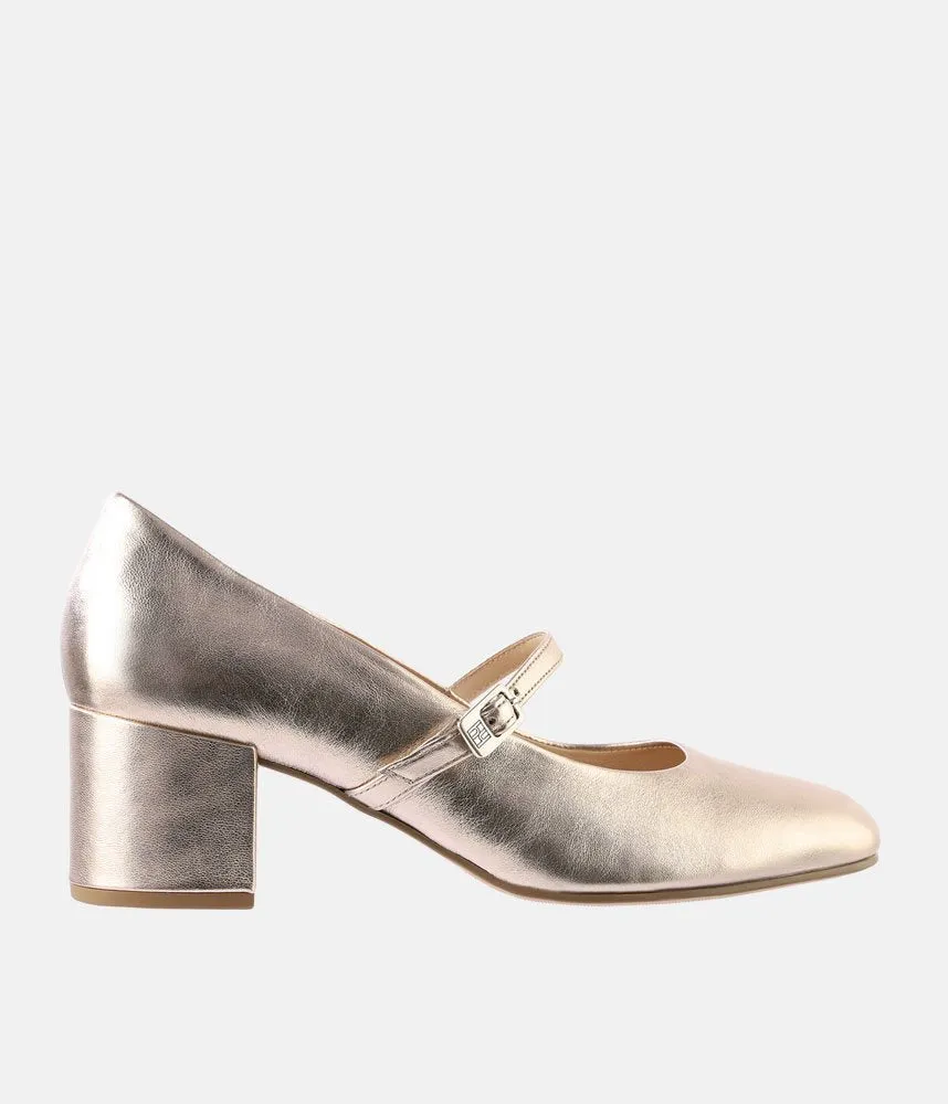 Hogl Stunning Gold Mary Jane Block Heels