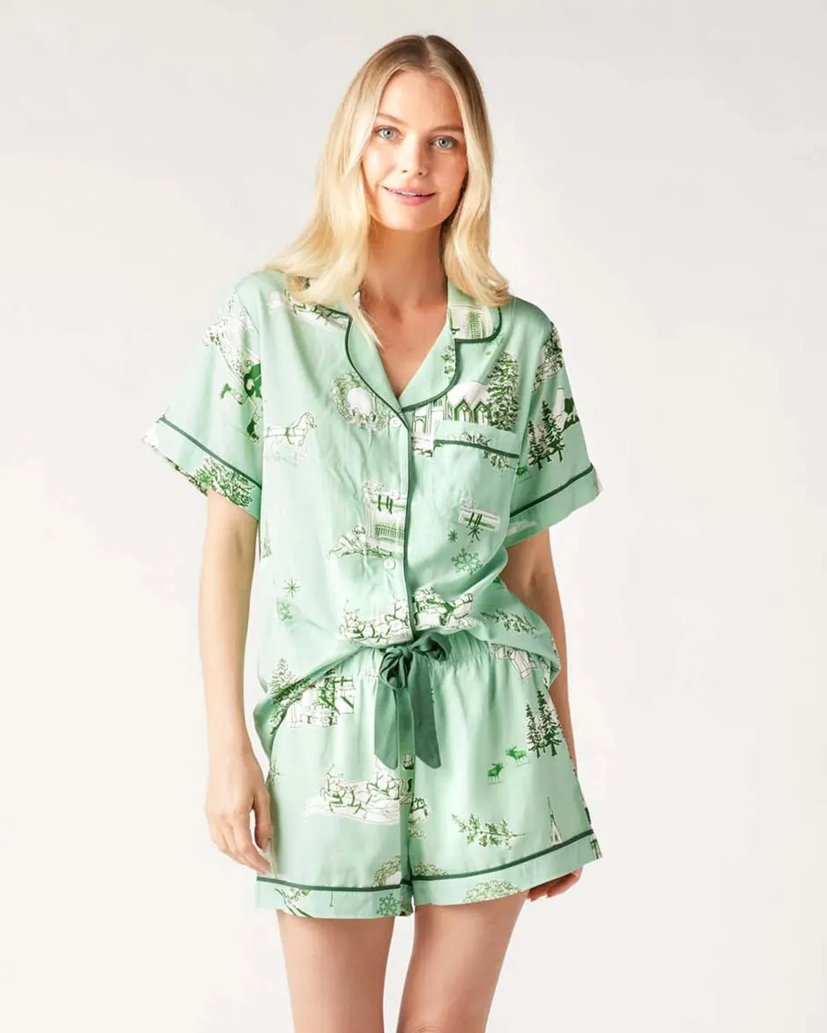 HOLIDAY TOILE PAJAMA SHORTS SET