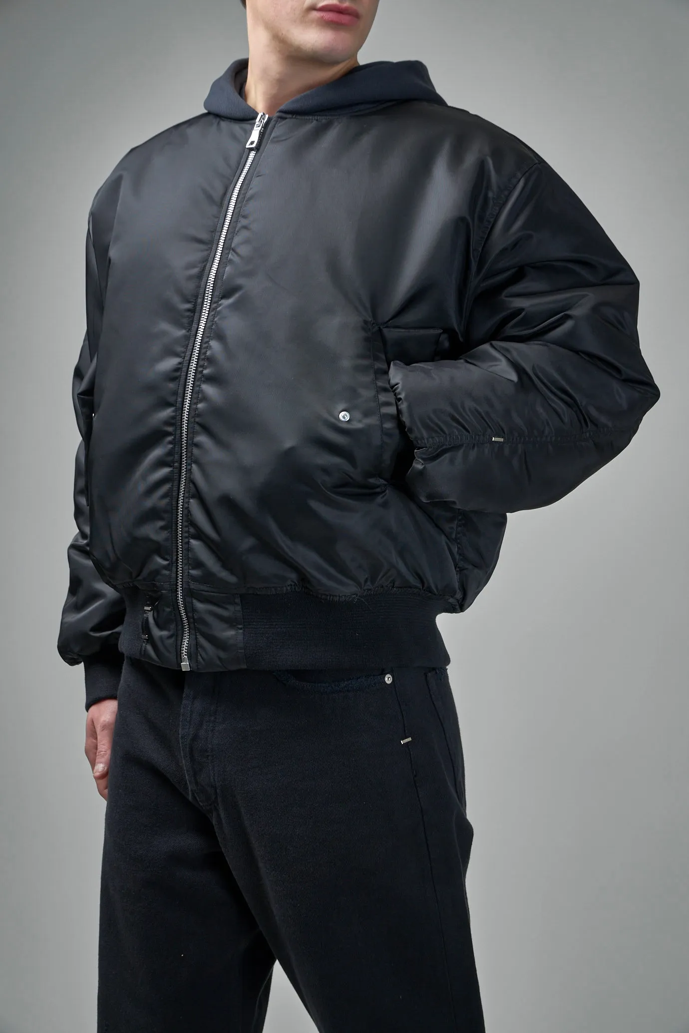 Hooded Bomber Jacket Nylon