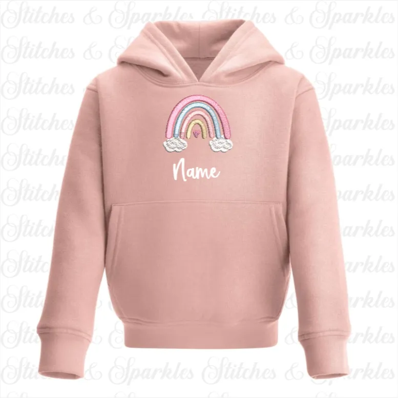 Hoodie - Embroidered Boho Rainbow
