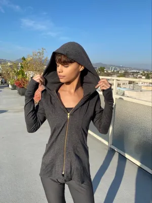 HOODIE MICROFIBER DARK GREY