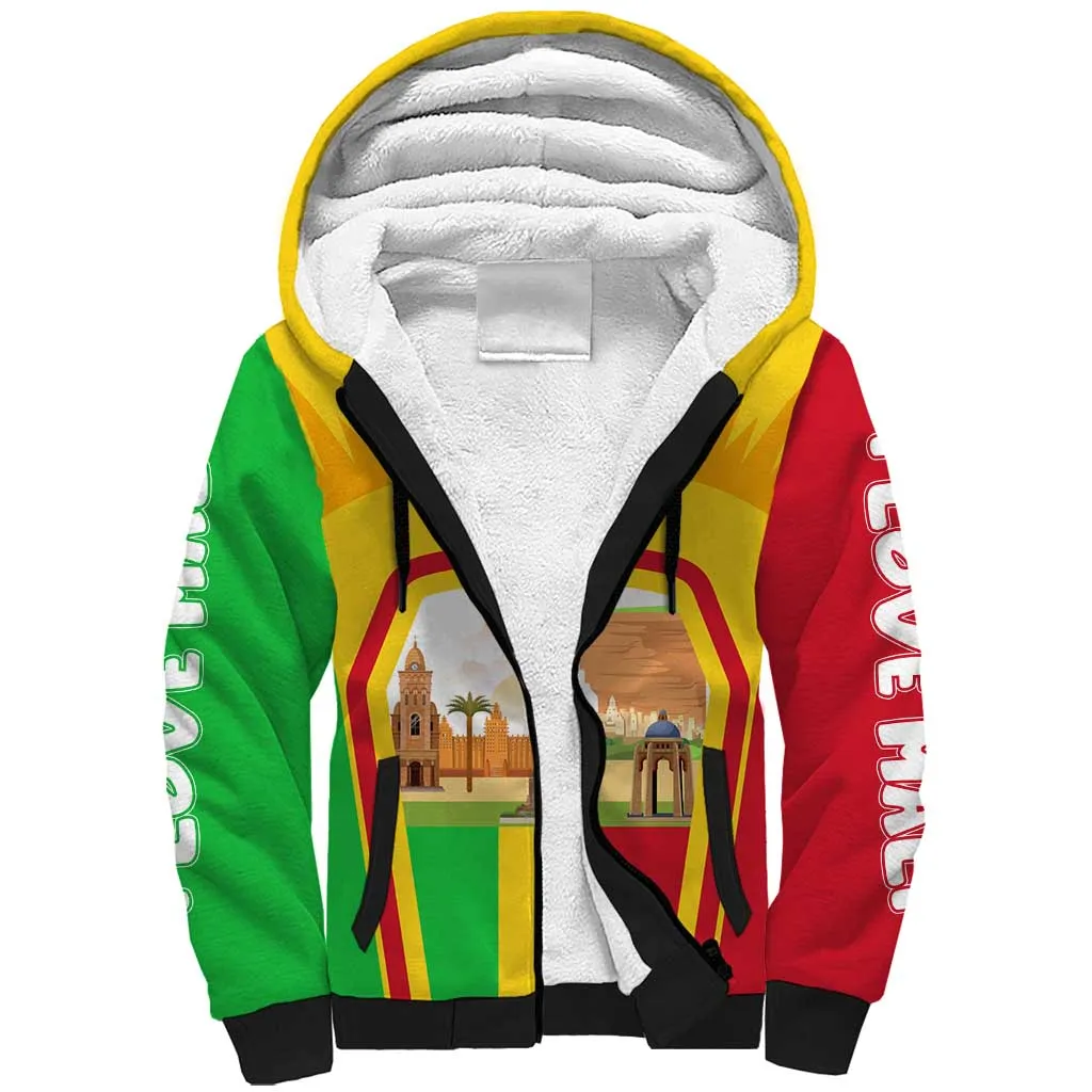 I Love Mali Sherpa Hoodie Famous Tourist Destinations TS04