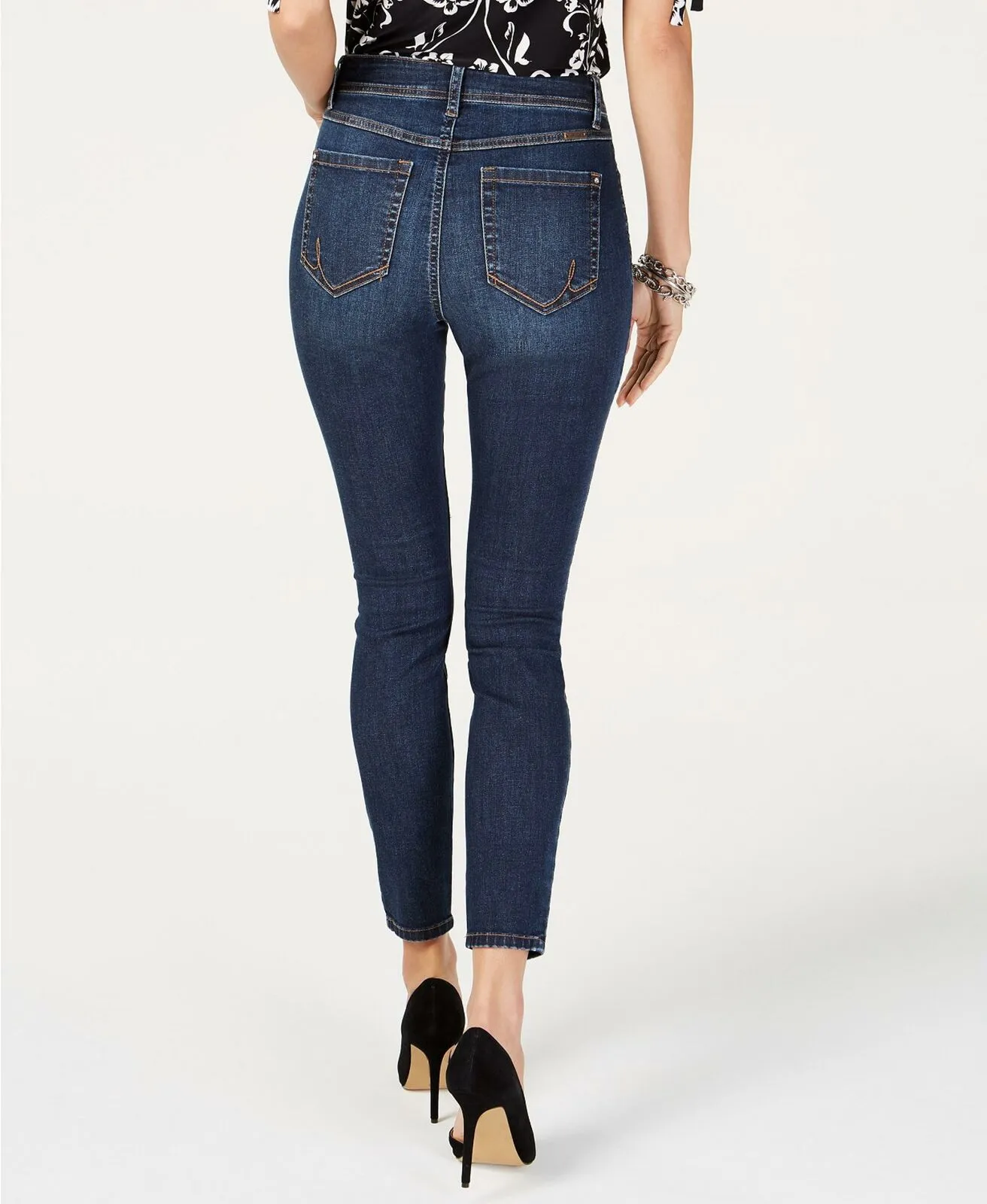 INC International Concepts Women's Destructed Skinny Jeans Dark Indigo 12
