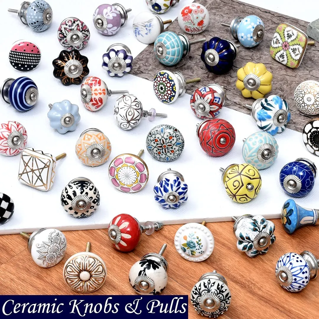 Indian-Shelf Pack of 6 Purple Heart Door Handles- Ceramic Drawer Pull- Round Door Pull- Drawer Knob- Dresser Knob- Farmhouse Pulls- Dresses Knobs- Cabinet Knobs Modern