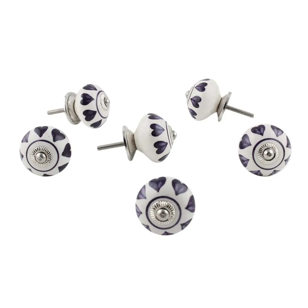 Indian-Shelf Pack of 6 Purple Heart Door Handles- Ceramic Drawer Pull- Round Door Pull- Drawer Knob- Dresser Knob- Farmhouse Pulls- Dresses Knobs- Cabinet Knobs Modern