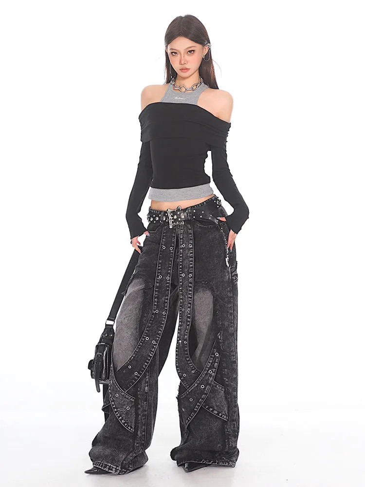 Industrial Deconstructed Panel Denim Jeans