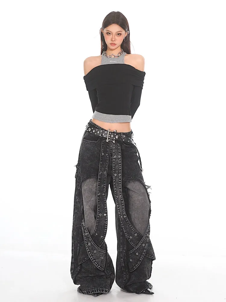 Industrial Deconstructed Panel Denim Jeans