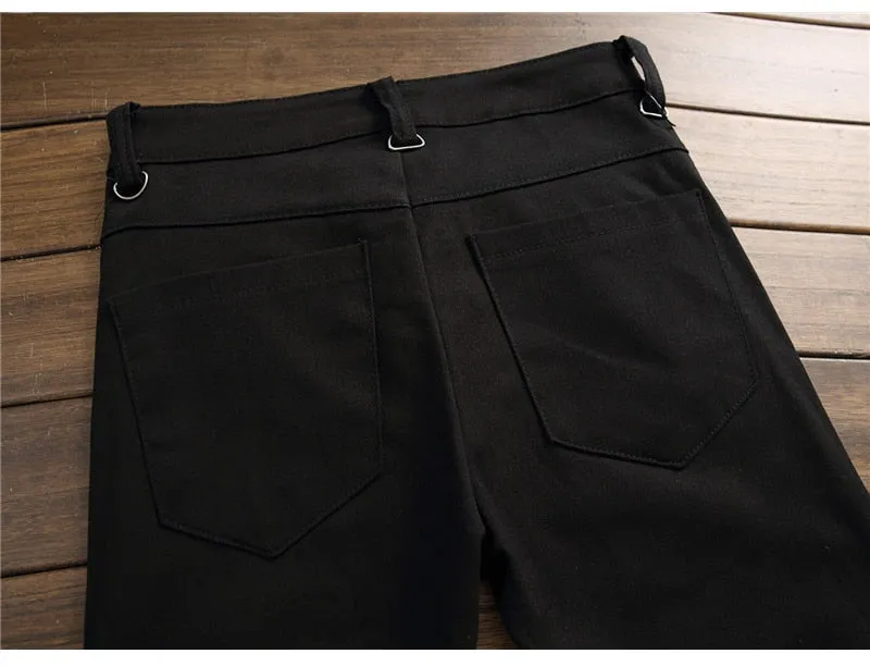 jeans patchwork homme / Trendy patchs design noir denim / pantalon long luxe homme