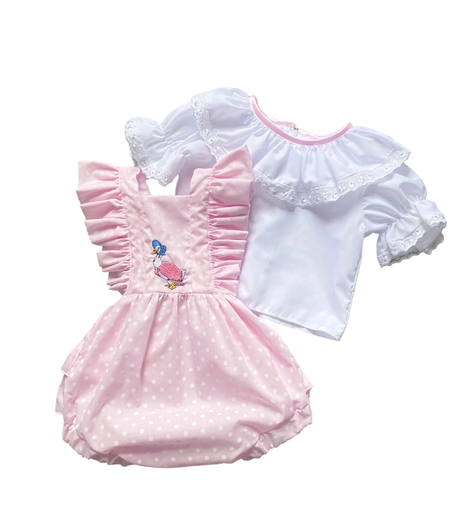 Jemima Puddleduck Two Piece Frilly Romper Set