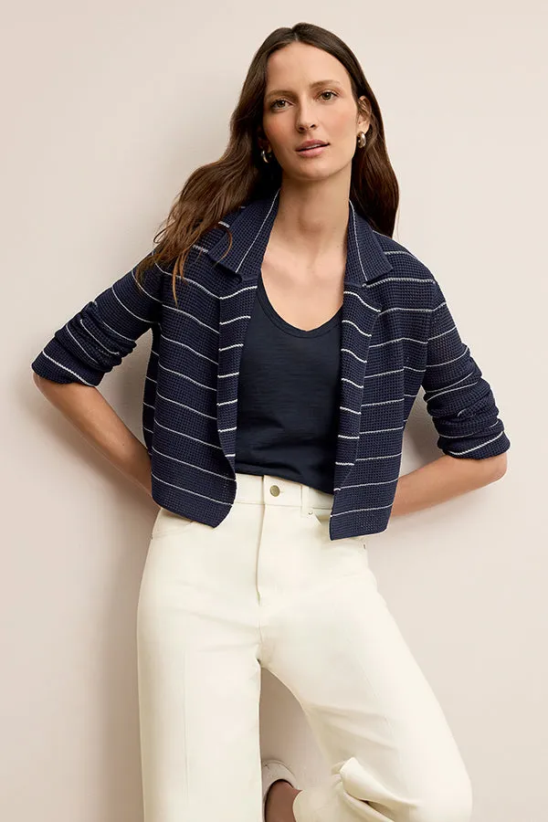 Jolie Lapel Jardigan - Dot Jardigan Knit :: Dark Navy/Ivory