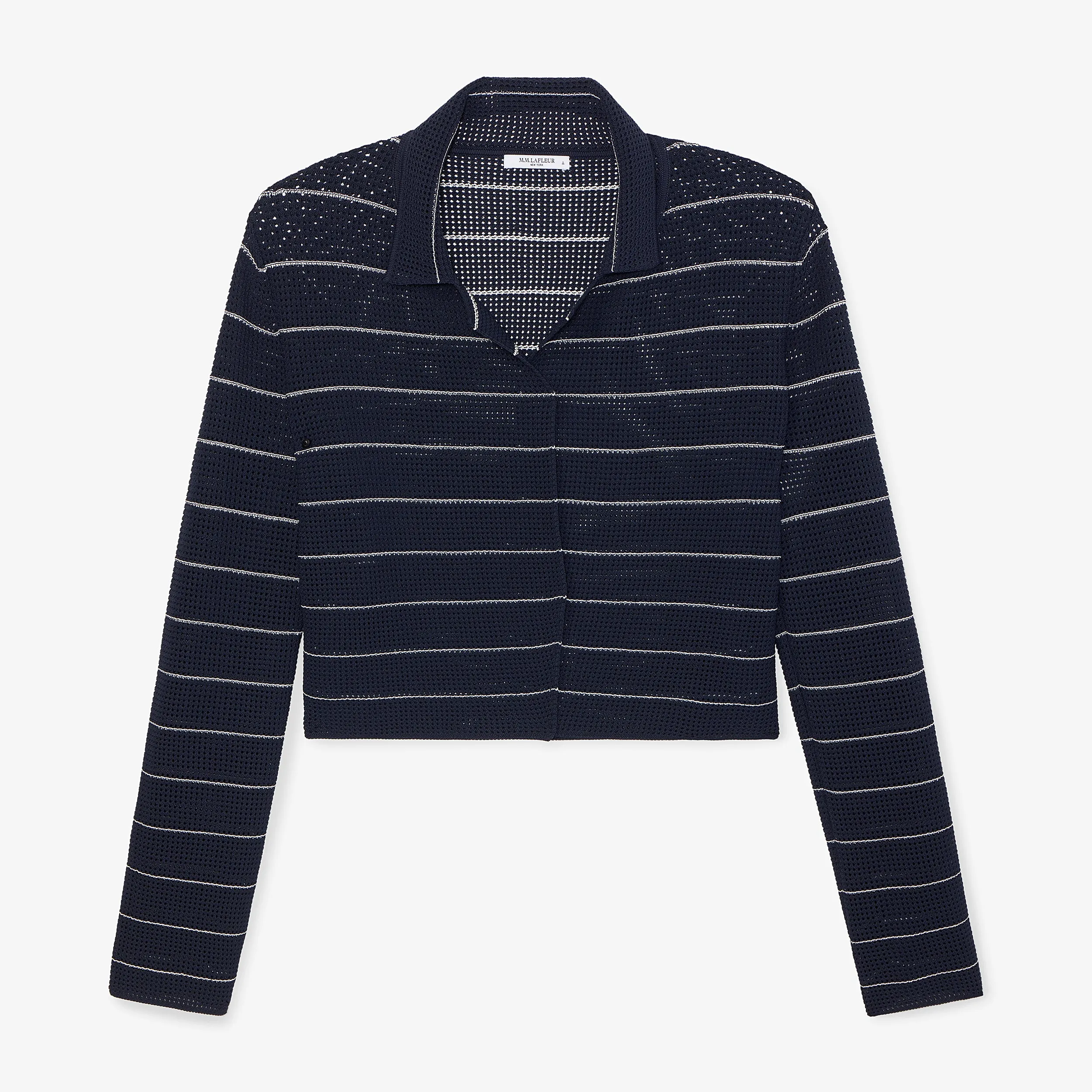 Jolie Lapel Jardigan - Dot Jardigan Knit :: Dark Navy/Ivory
