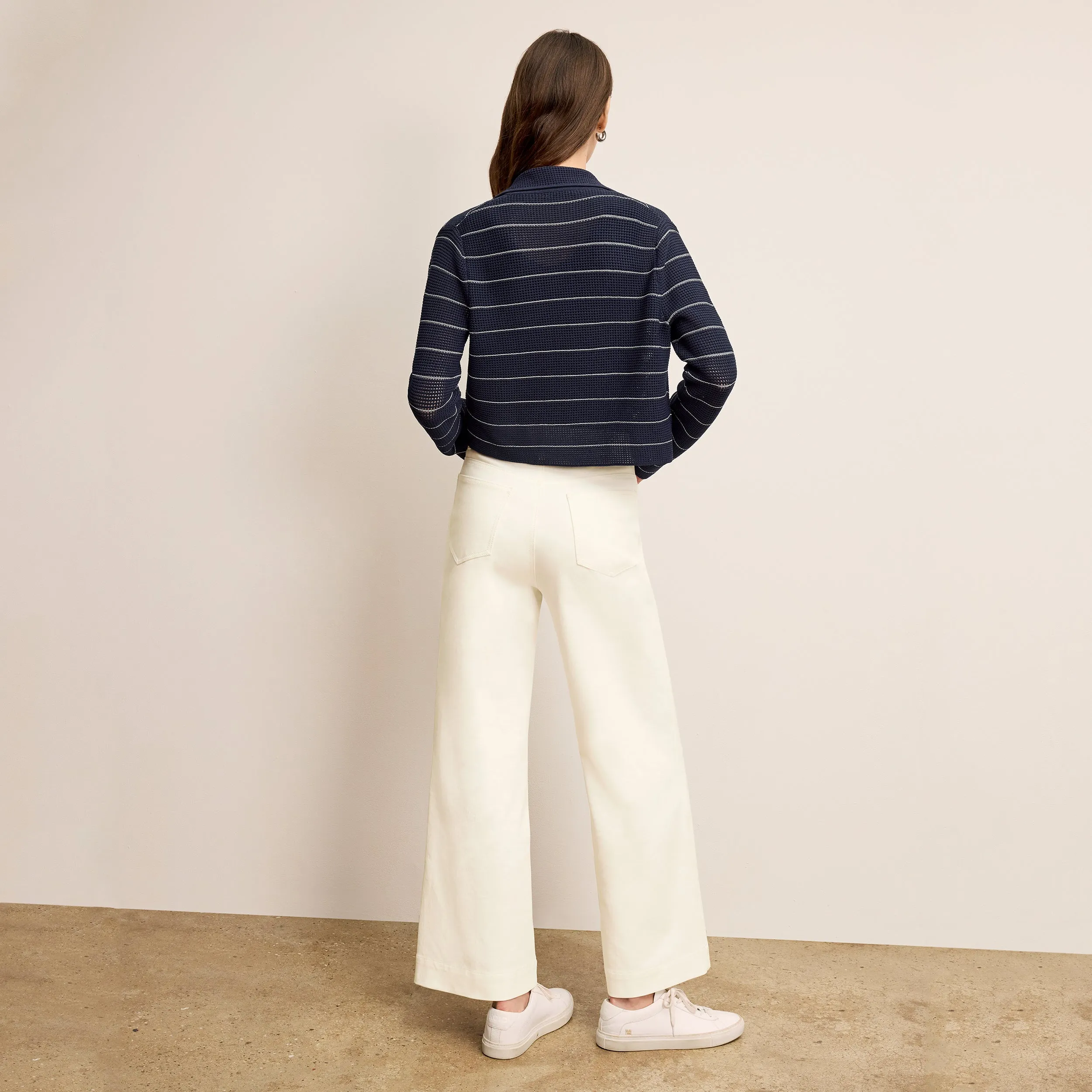Jolie Lapel Jardigan - Dot Jardigan Knit :: Dark Navy/Ivory