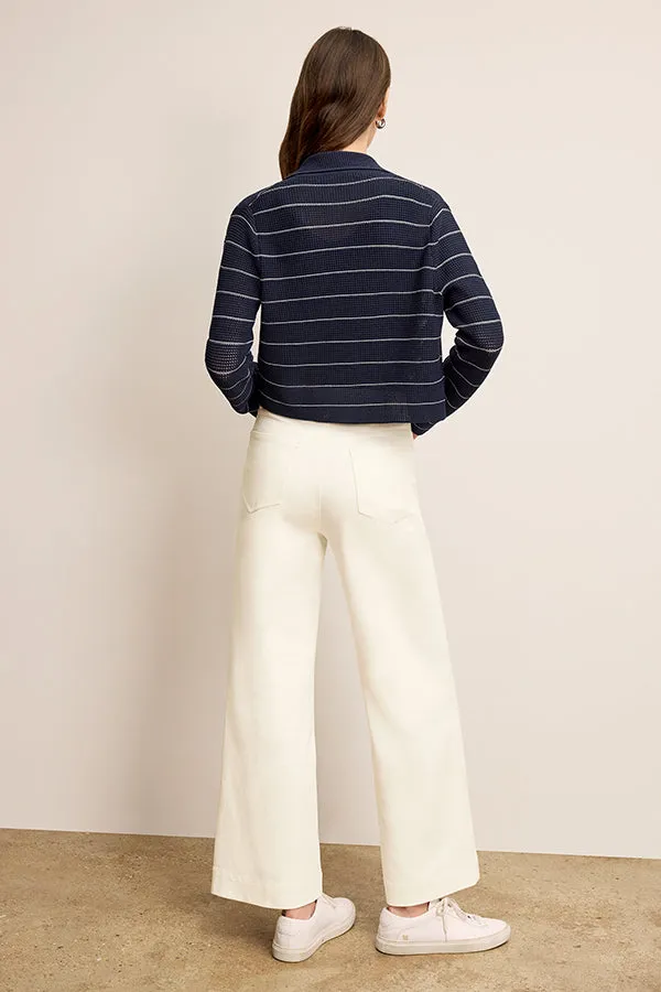 Jolie Lapel Jardigan - Dot Jardigan Knit :: Dark Navy/Ivory