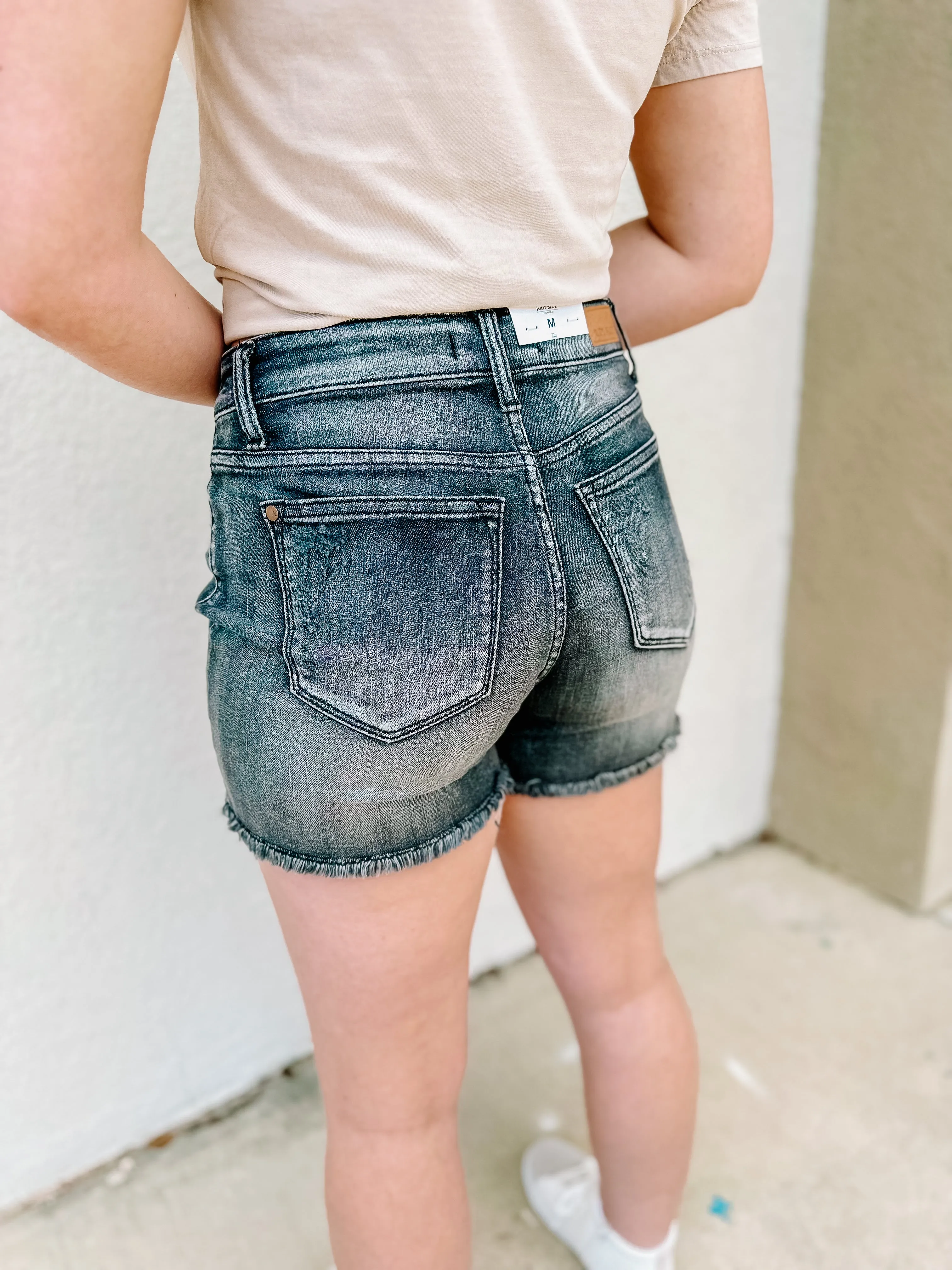Judy Blue- Black Raw Hem Shorts
