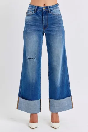 Judy Blue Full Size Distressed High Waist Wide Leg Jeans ONLINE EXCLUSIVE