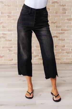 Judy Blue High Rise Button Fly Wide Leg Crop Jeans