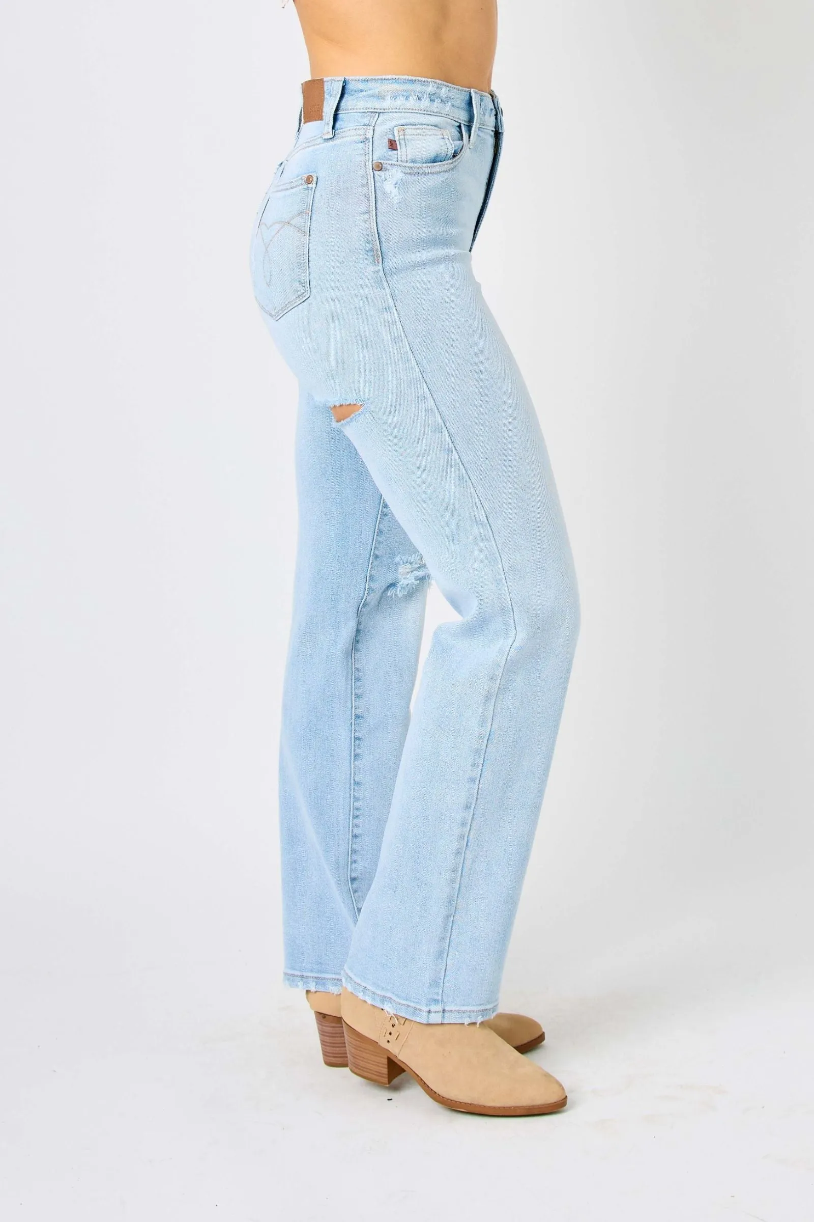 Judy Blue High Rise Destroy & Back Ripped 90's Straight Leg Jeans