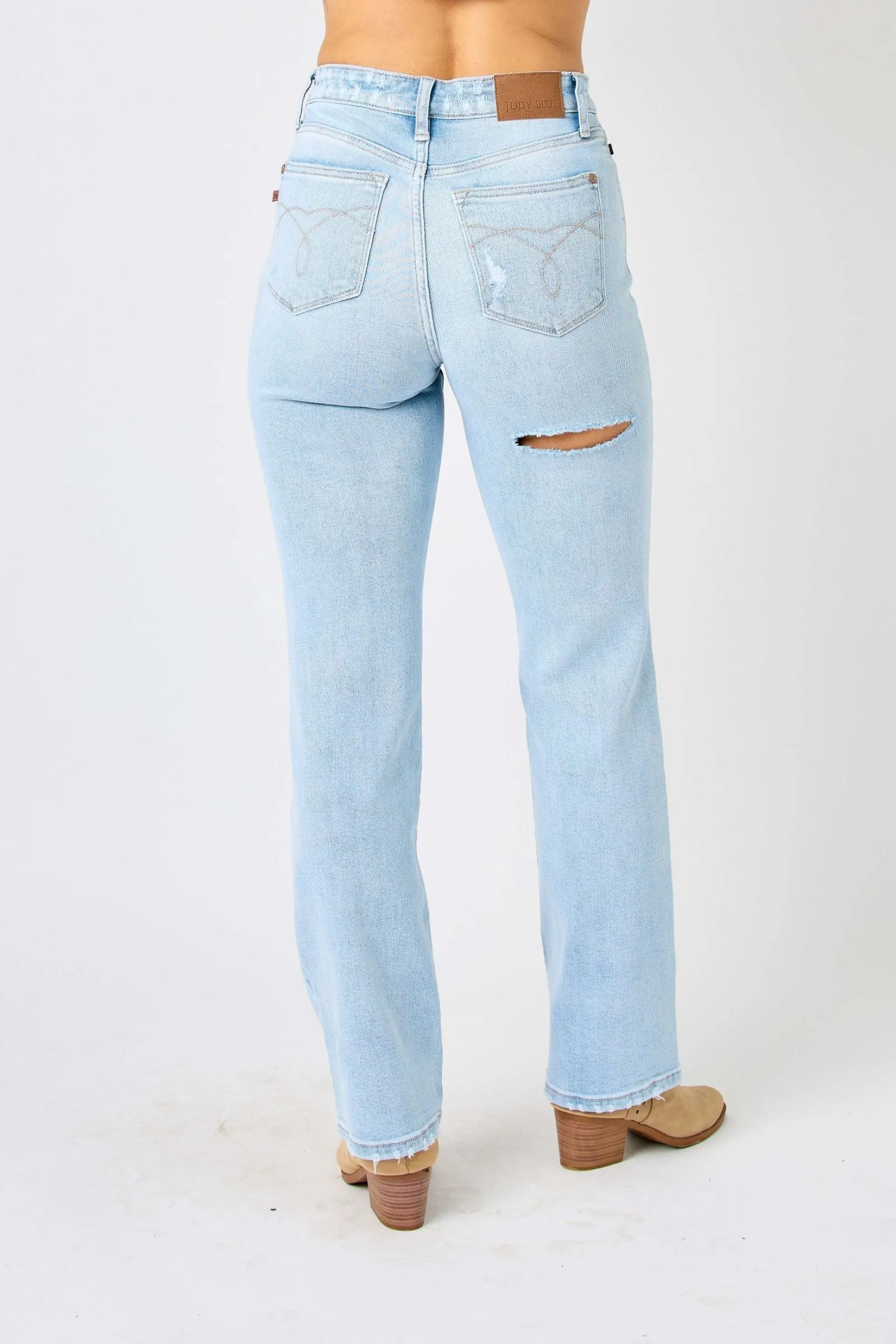 Judy Blue High Rise Destroy & Back Ripped 90's Straight Leg Jeans