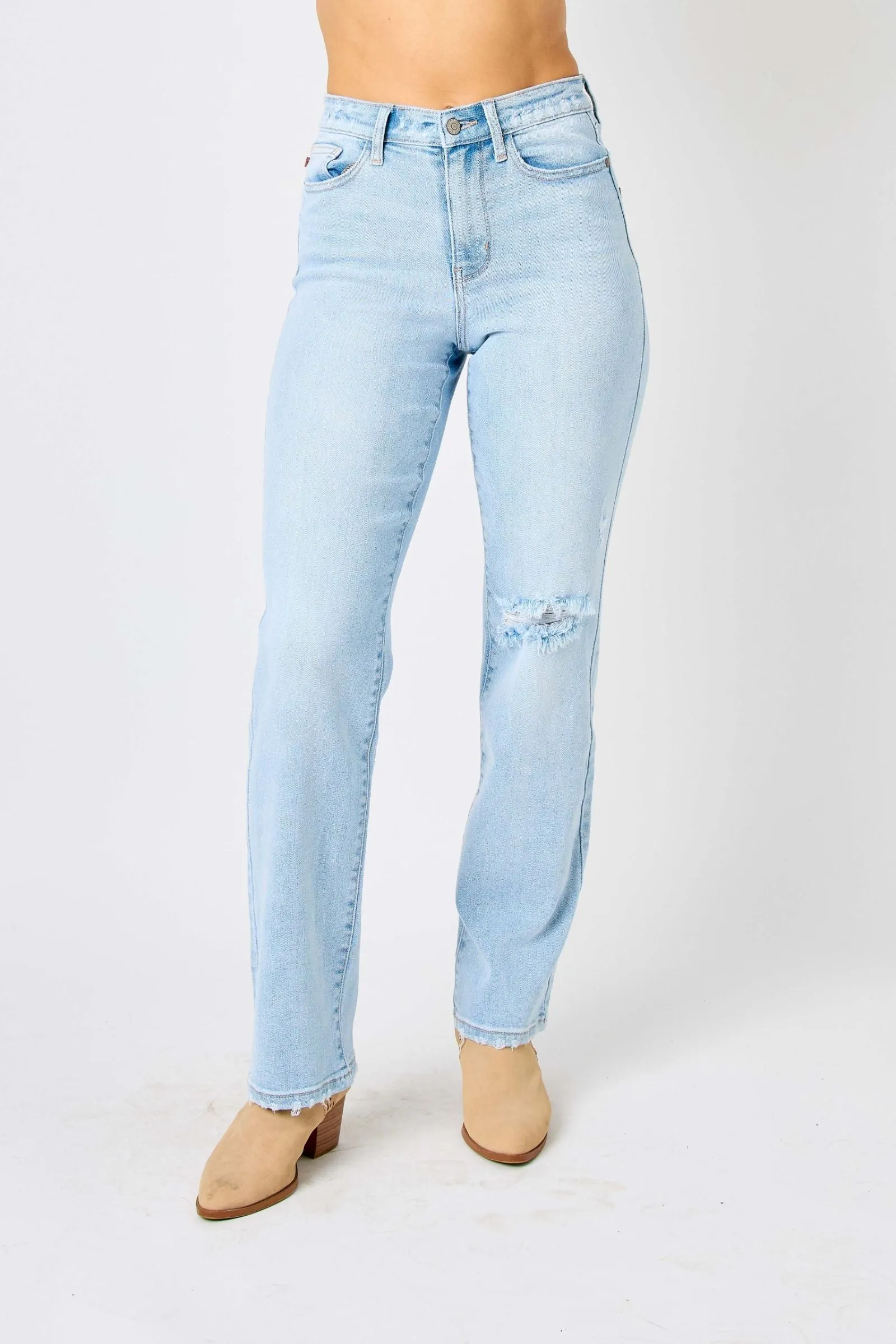 Judy Blue High Rise Destroy & Back Ripped 90's Straight Leg Jeans