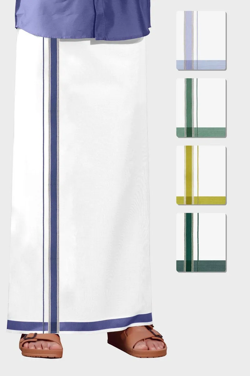 Julian Yadav - Light Lavender Smooth Cotton Double Layered Dhoti With Fancy Borders | Uathayam