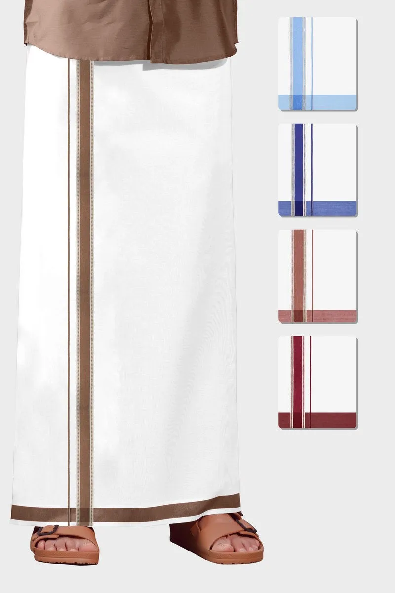 Julian Yadav - Light Lavender Smooth Cotton Double Layered Dhoti With Fancy Borders | Uathayam