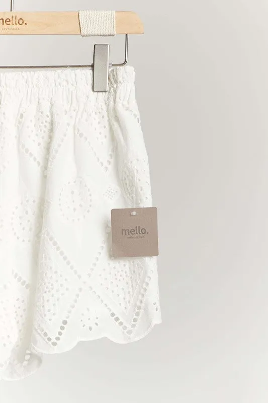 Juniper White Eyelet Lace Cotton Shorts