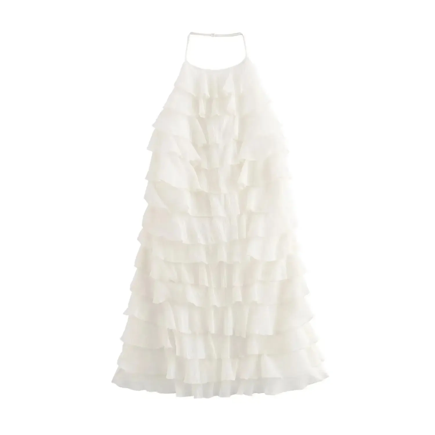 Kaash White Layered Halter Mini Dress