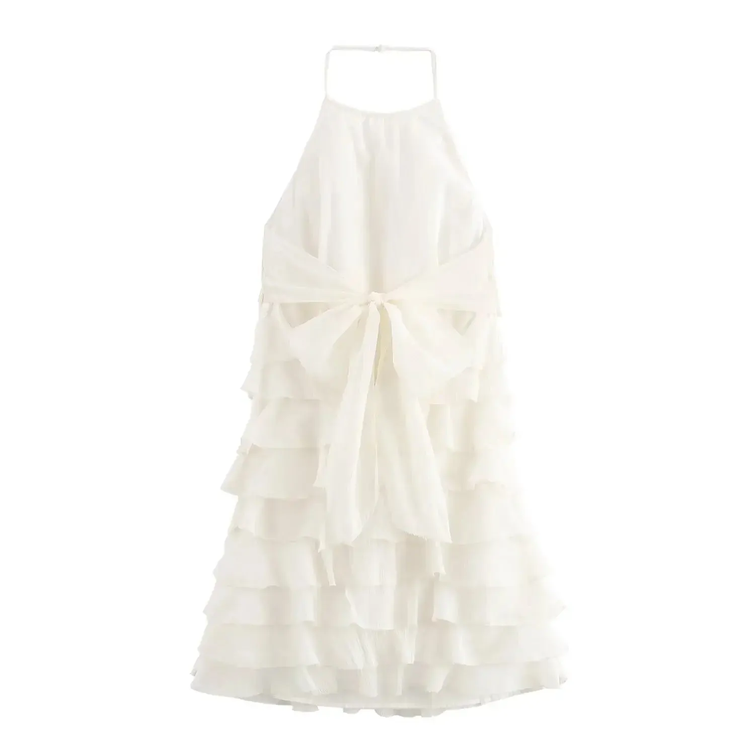 Kaash White Layered Halter Mini Dress