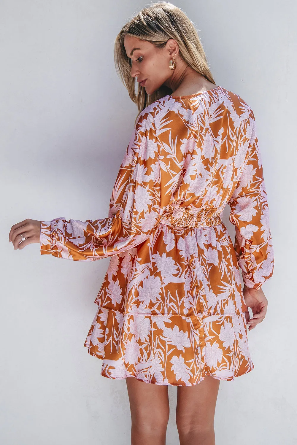 KaleaBoutique Floral Puff Sleeve Smocked Waist Layered Dress