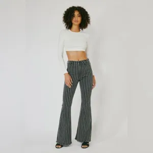 KanCan Lura High Rise Flare Jeans Pinstripe Flare