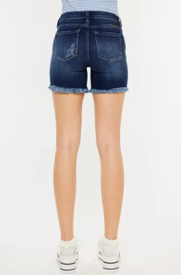 KanCan Mid Rise Button Up Denim Shorts