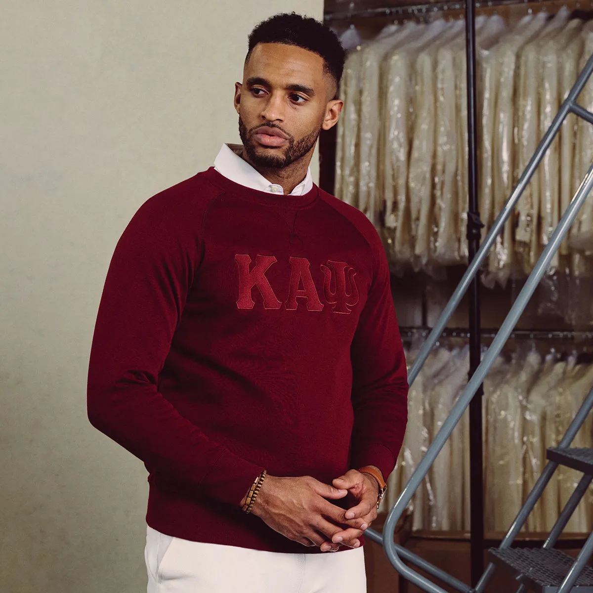 Kappa Alpha Psi 3-Letter Tonal Long Sleeve Crewneck (Krimson)