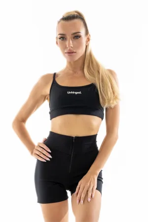 Kassia Crossover Crop Top: Black