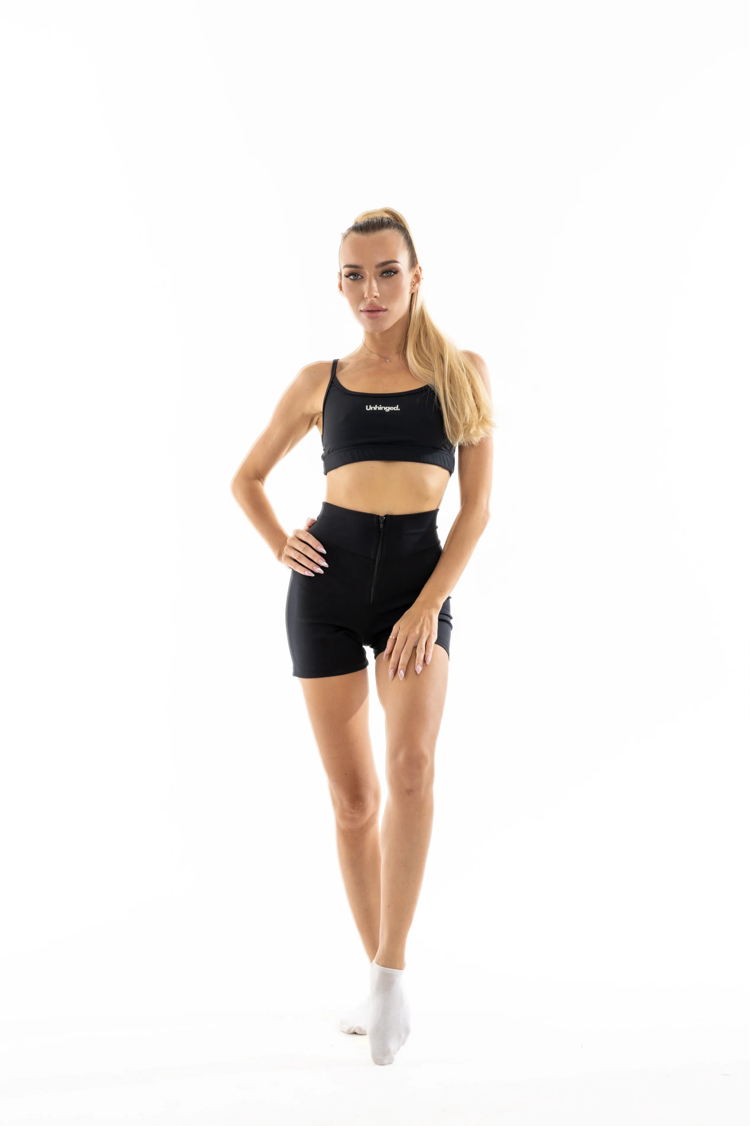 Kassia Crossover Crop Top: Black