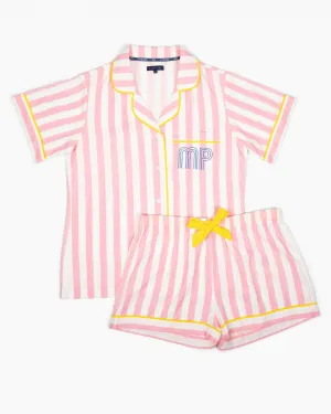 KATIE KIME Retro Stripe PJ Shorts Set