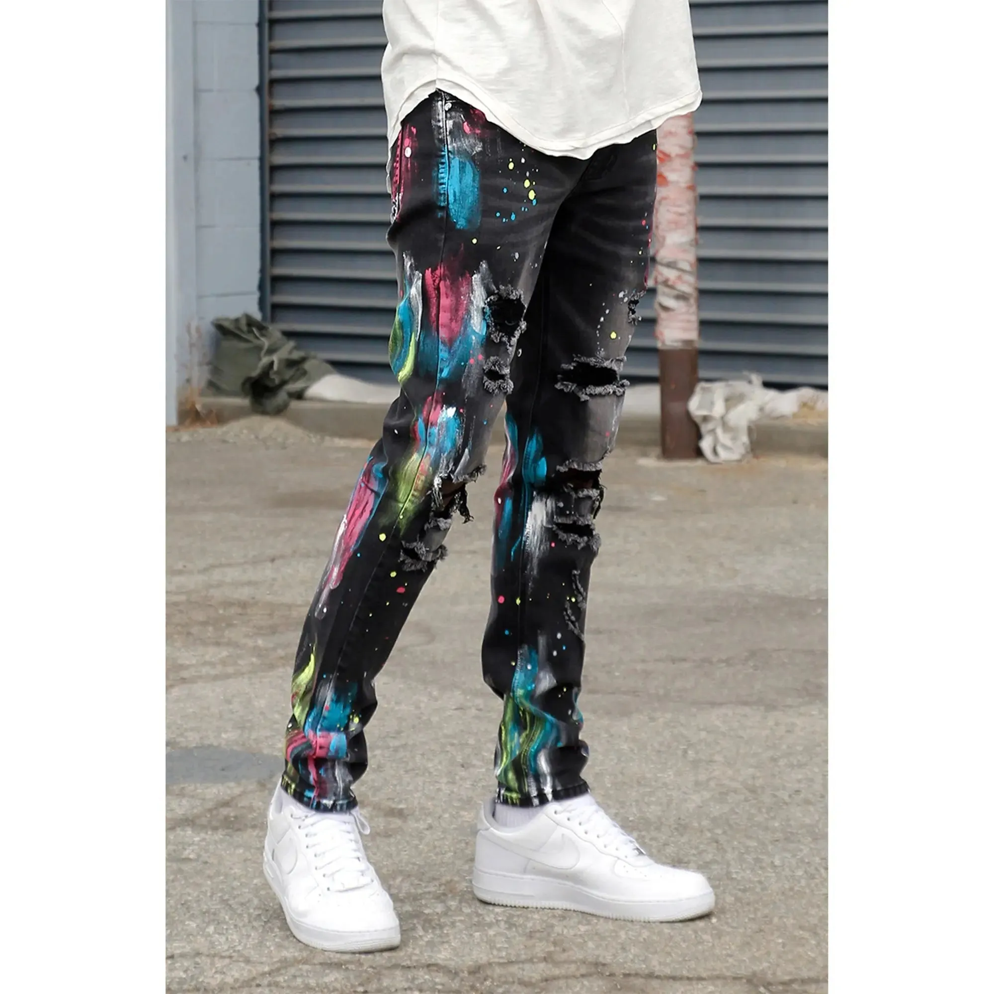 KDNK Men Painters Skinny Fit Jeans (Black)