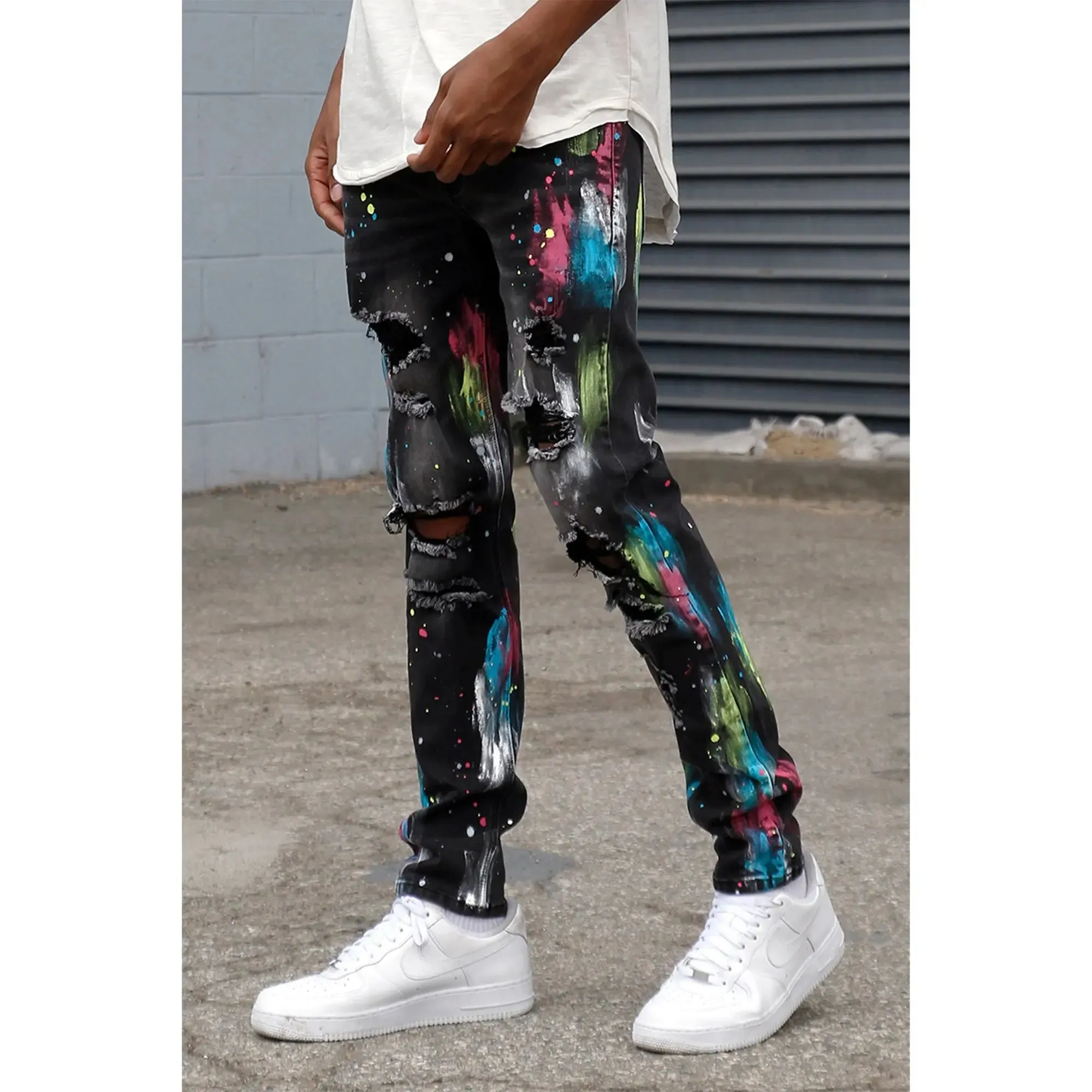 KDNK Men Painters Skinny Fit Jeans (Black)