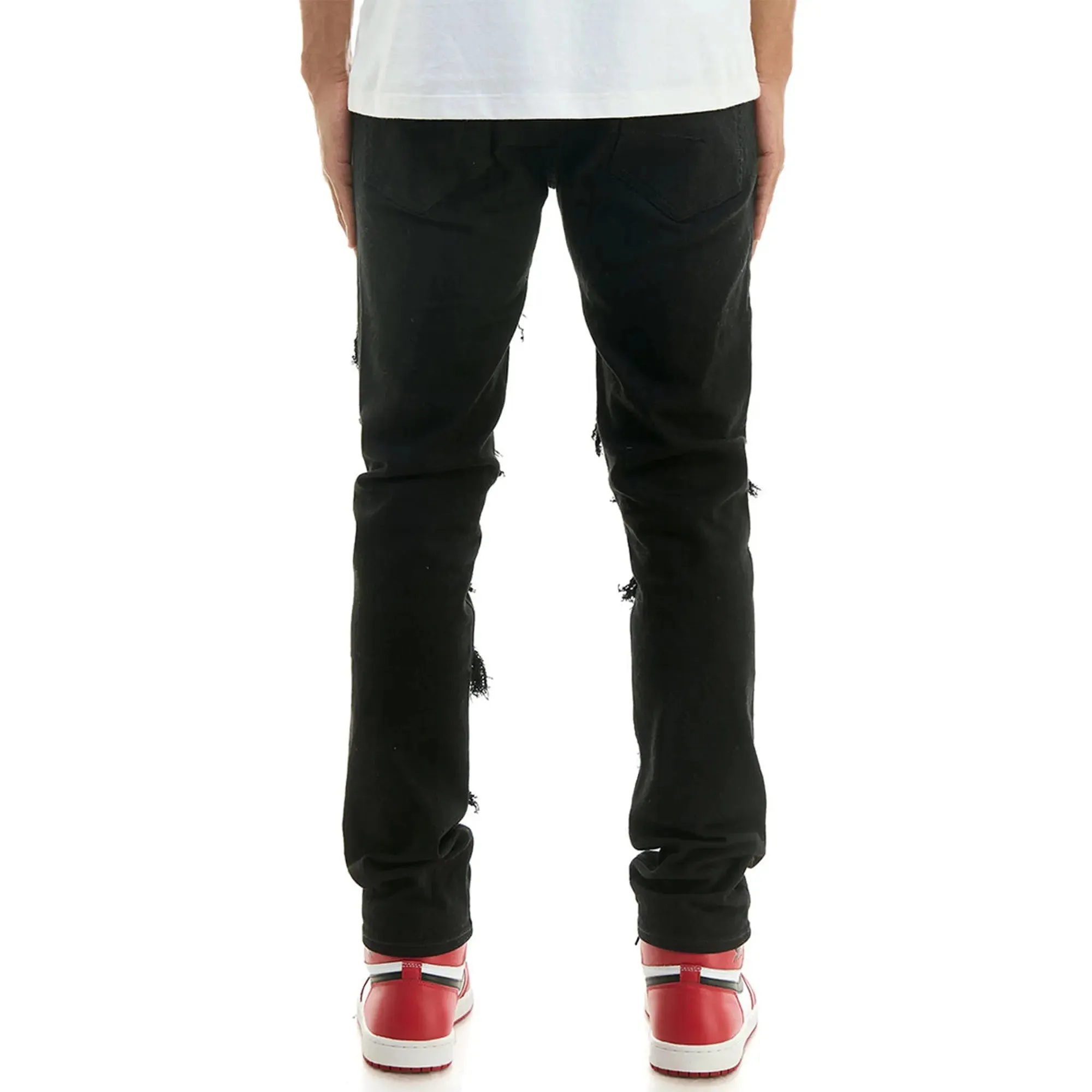 KDNK Men Under Patched More Skinny Jeans (Black)